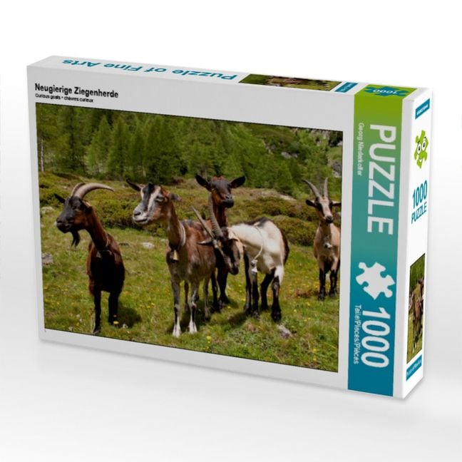 Produktbild: CALVENDO Puzzle Neugierige Ziegenherde | 1000 Teile Lege-Gr&ouml;&szlig;e 64x48cm Foto-Puzzle f&uuml;r gl&uuml;ckliche Stunden