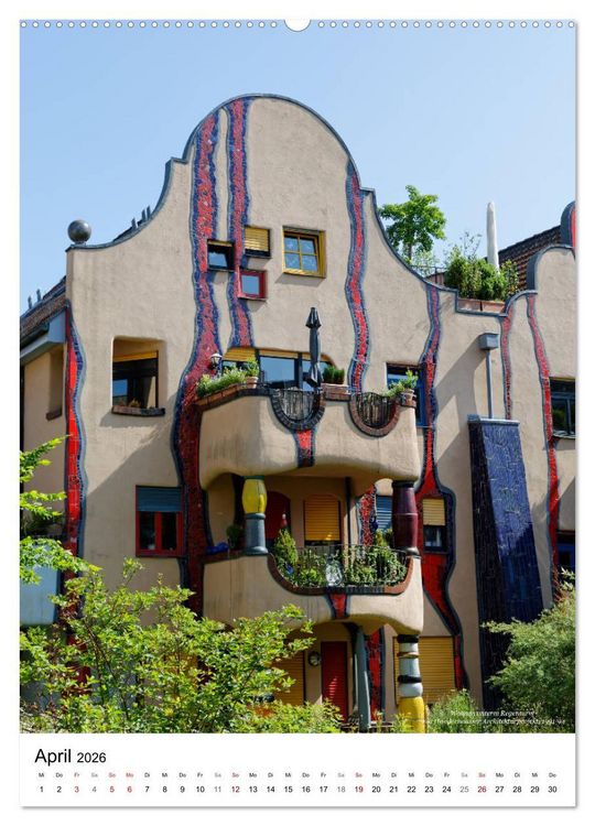 Produktbild: Wohnen unterm Regenturm - Ein Hundertwasser Architekturprojekt, 1991-94 (Wandkalender 2026 DIN A2 hoch), CALVENDO Monatskalender