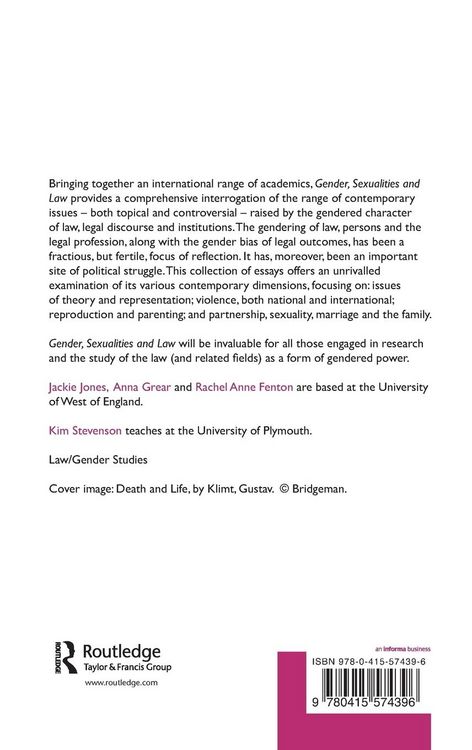 Produktbild: Gender, Sexualities and Law