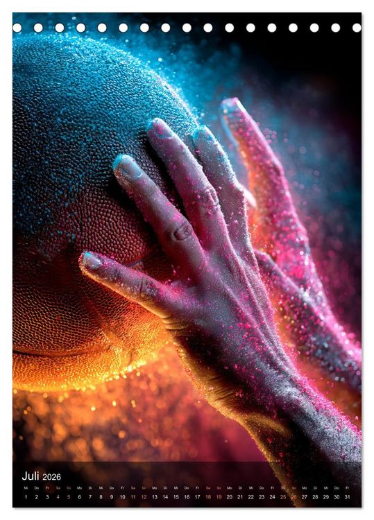 Produktbild: Basketball - Die visuelle Kraft des Sports (Tischkalender 2026 DIN A5 hoch), CALVENDO Monatskalender