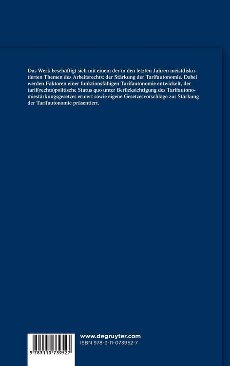 Produktbild: St&auml;rkung der Tarifautonomie