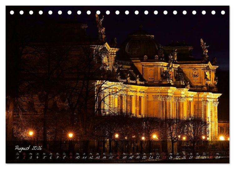 Produktbild: Nachts in Dresden (Tischkalender 2026 DIN A5 quer), CALVENDO Monatskalender
