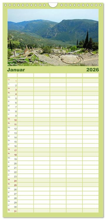 Produktbild: Familienplaner 2026 - Der Norden Griechenlands mit 5 Spalten (Wandkalender, 21 x 45 cm) CALVENDO