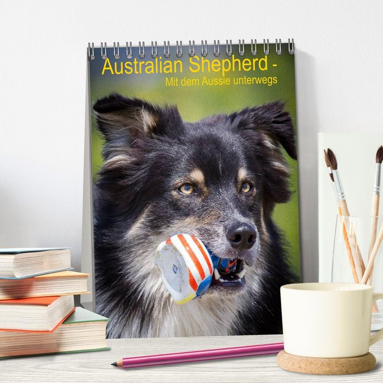 Produktbild: Australian Shepherd &ndash; Mit dem Aussie unterwegs (Tischkalender 2026 DIN A5 hoch), CALVENDO Monatskalender