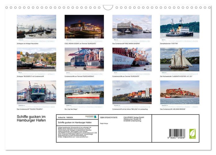 Produktbild: Schiffe gucken im Hamburger Hafen (Wandkalender 2026 DIN A3 quer), CALVENDO Monatskalender