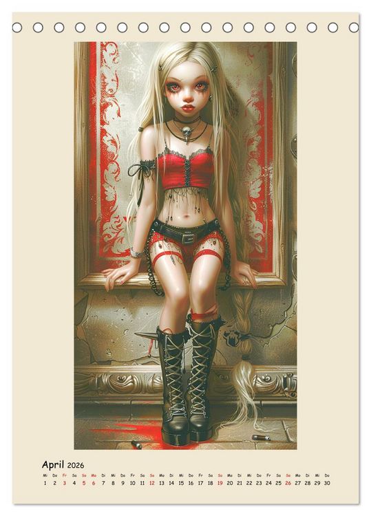 Produktbild: Gothic-Girls. Bizzare Comic-Art (Tischkalender 2026 DIN A5 hoch), CALVENDO Monatskalender