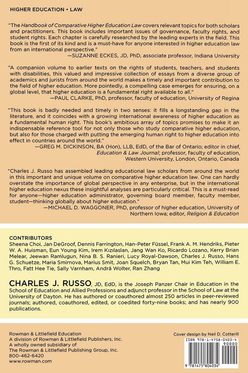Produktbild: Handbook of Comparative Higher Education Law