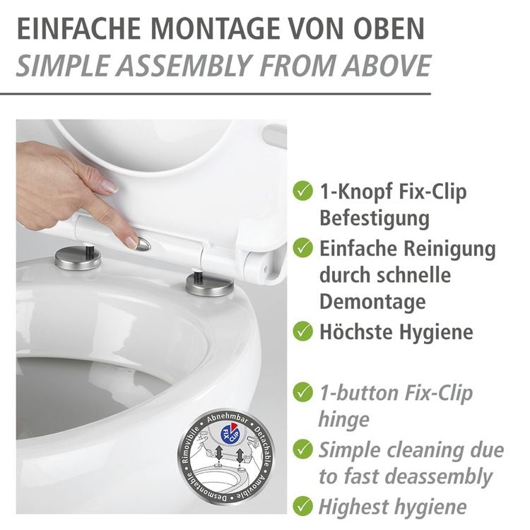 Produktbild: WC-Sitz Mod. Sereno mit Relief, aus bruchstabilem Thermoplast