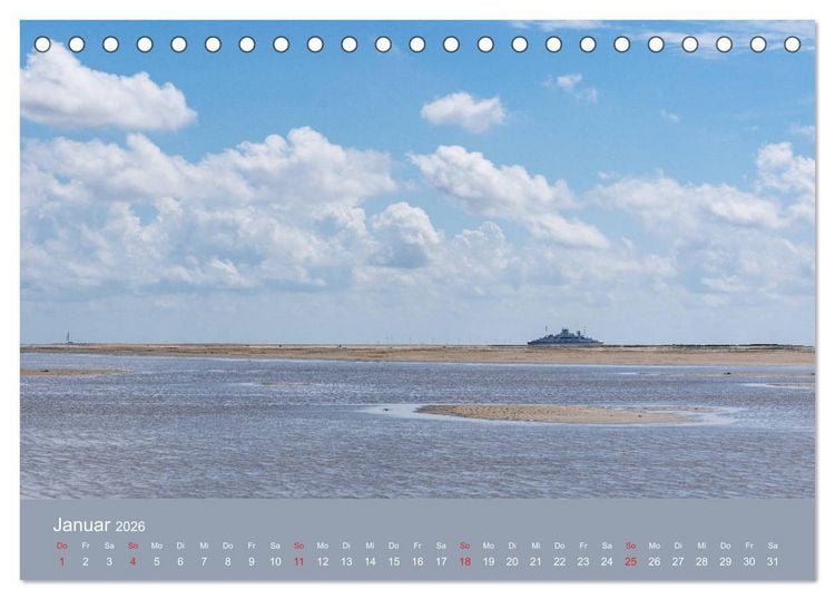 Produktbild: R&ouml;m&ouml; - Wasser, Wind und endloser Strand (Tischkalender 2026 DIN A5 quer), CALVENDO Monatskalender