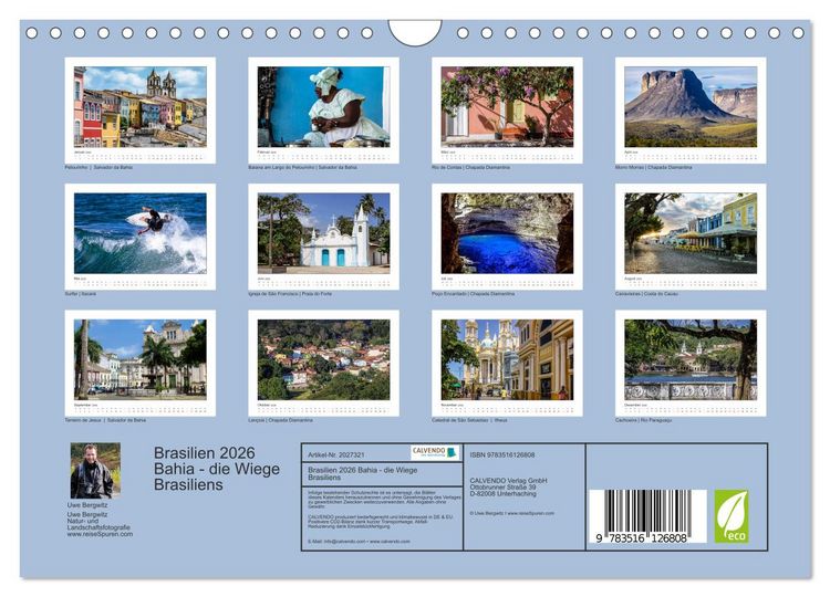 Produktbild: Brasilien 2026 Bahia - die Wiege Brasiliens (Wandkalender 2026 DIN A4 quer), CALVENDO Monatskalender
