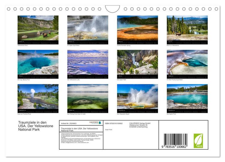 Produktbild: Traumziele in den USA. Der Yellowstone National Park (Wandkalender 2026 DIN A4 quer), CALVENDO Monatskalender