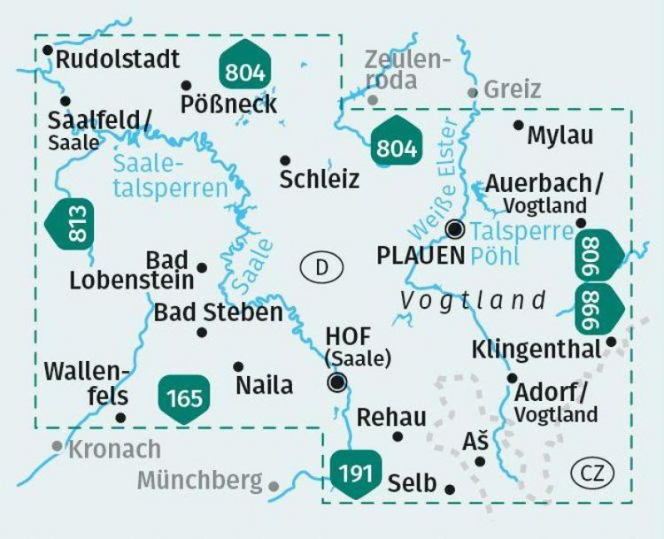 Produktbild: KOMPASS Wanderkarte 805 Vogtland, Saaletalsperren, Plauen, Klingenthal 1:50.000