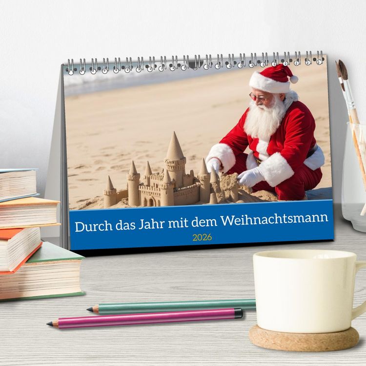 Produktbild: Durch das Jahr mit dem Weihnachtsmann (Tischkalender 2026 DIN A5 quer), CALVENDO Monatskalender