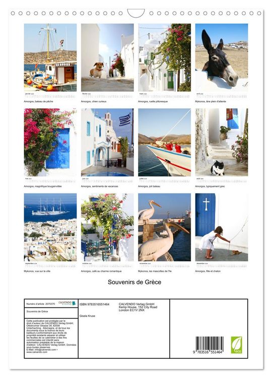 Produktbild: Souvenirs de Gr&egrave;ce (Calendrier mural 2026 DIN A3 horizontal), CALVENDO calendrier mensuel