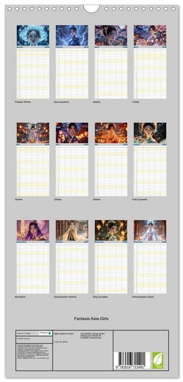 Produktbild: Familienplaner 2026 - Fantasie Asia-Girls mit 5 Spalten (Wandkalender, 21 x 45 cm) CALVENDO