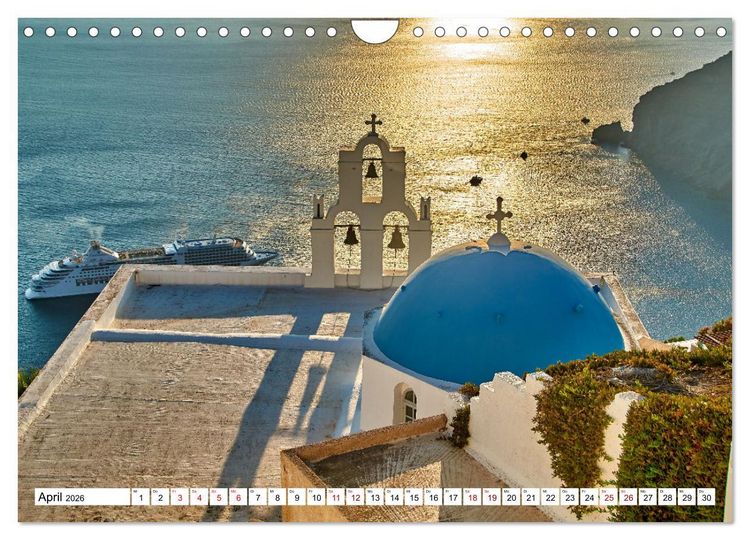 Produktbild: Santorini - Strahlendes Wei&szlig; an der Caldera (Wandkalender 2026 DIN A4 quer), CALVENDO Monatskalender