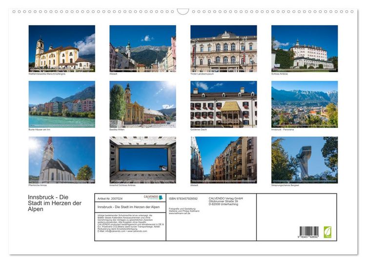 Produktbild: Innsbruck - Die Stadt im Herzen der Alpen (Wandkalender 2026 DIN A2 quer), CALVENDO Monatskalender