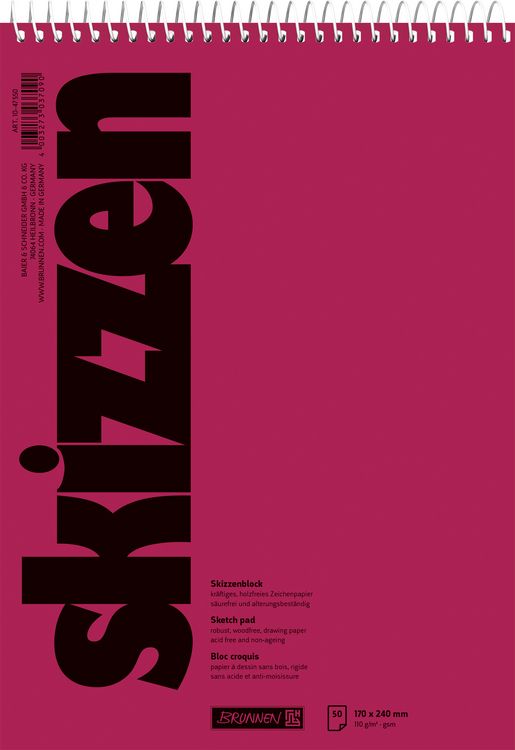 Produktbild: Brunnen Skizzenblock 17x24cm 50Bl Spirale