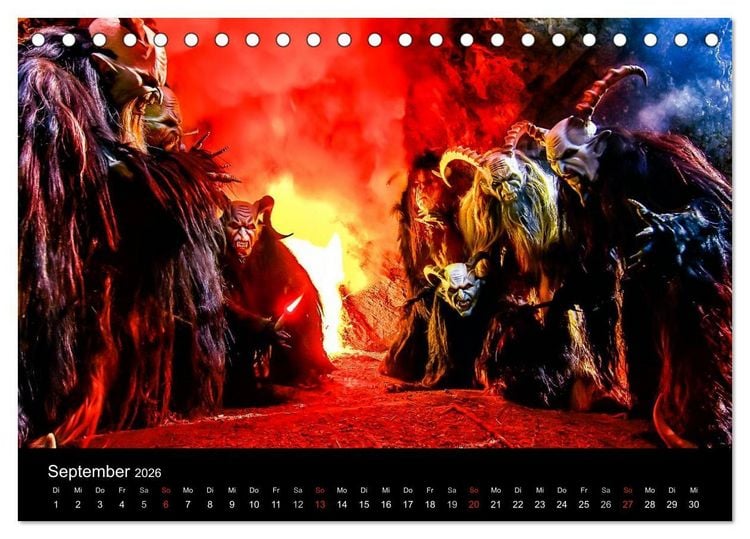 Produktbild: Perchten und Krampusse im Voralpenland (Tischkalender 2026 DIN A5 quer), CALVENDO Monatskalender