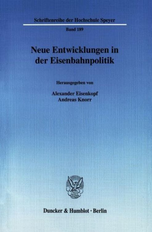 Produktbild: Neue Entwicklungen in der Eisenbahnpolitik.