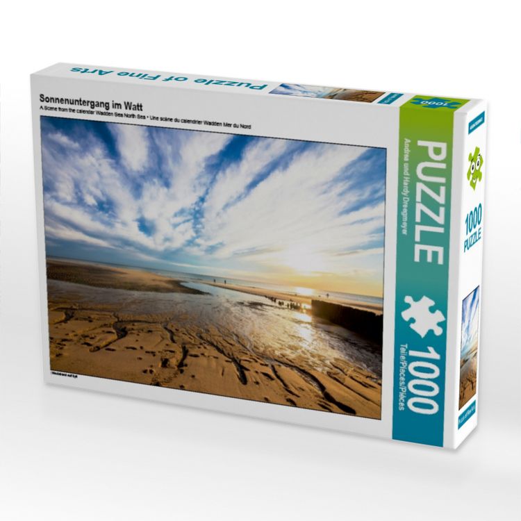 Produktbild: CALVENDO Puzzle Sonnenuntergang im Watt 1000 Teile Puzzle quer | 1000 Teile Lege-Gr&ouml;&szlig;e 64 &times; 48 cm Foto-Puzzle f&uuml;r gl&uuml;ckliche Stunden