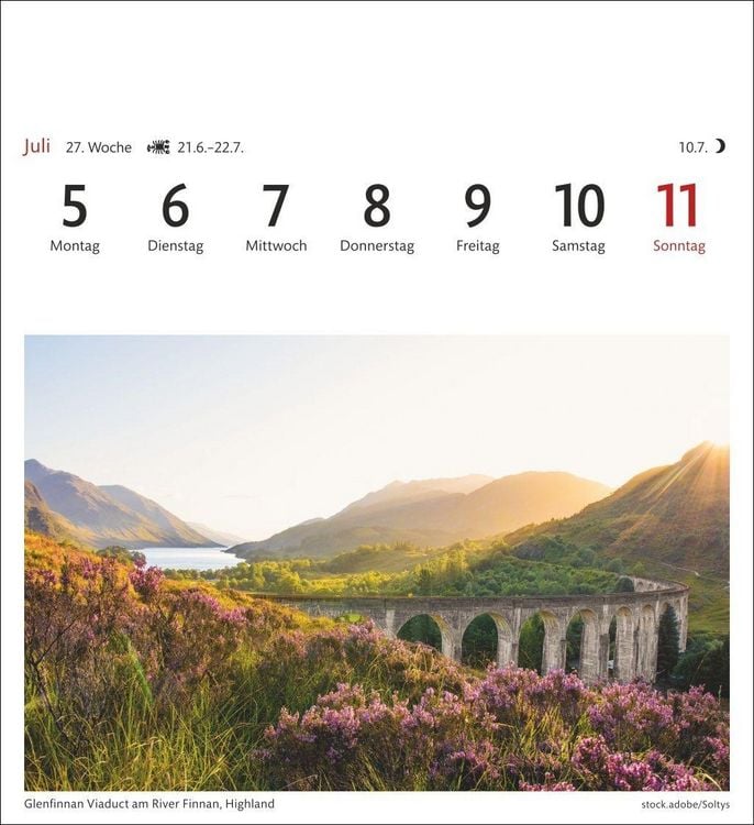 Produktbild: Schottland Sehnsuchtskalender 2027 - Wochenkalender mit 53 Postkarten