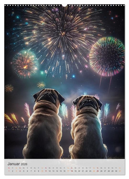 Produktbild: Mein Mops-Kalender (hochwertiger Premium Wandkalender 2026 DIN A2 hoch), Kunstdruck in Hochglanz