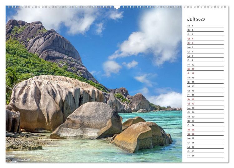 Produktbild: Seychellen: La Digue und Mah&eacute; - zwei Trauminseln (Wandkalender 2026 DIN A2 quer), CALVENDO Monatskalender