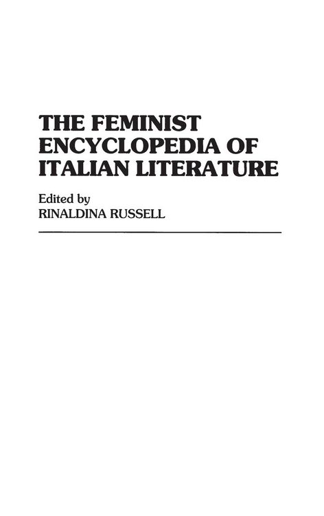 Produktbild: The Feminist Encyclopedia of Italian Literature