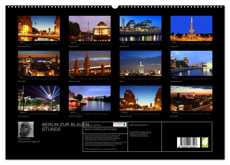Produktbild: BERLIN ZUR BLAUEN STUNDE (hochwertiger Premium Wandkalender 2026 DIN A2 quer), Kunstdruck in Hochglanz