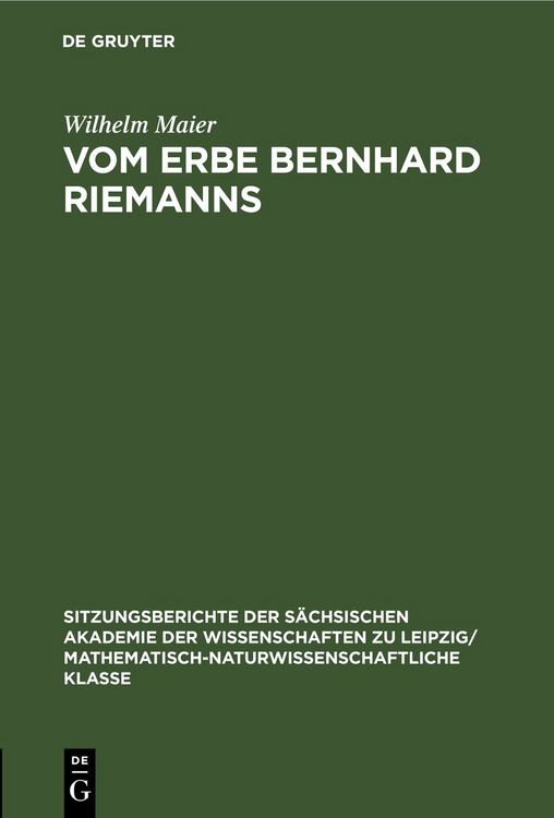 Produktbild: Vom Erbe Bernhard Riemanns