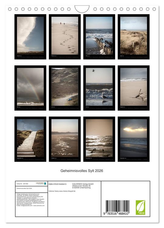 Produktbild: Geheimnisvolles Sylt 2026 (Wandkalender 2026 DIN A4 hoch), CALVENDO Monatskalender