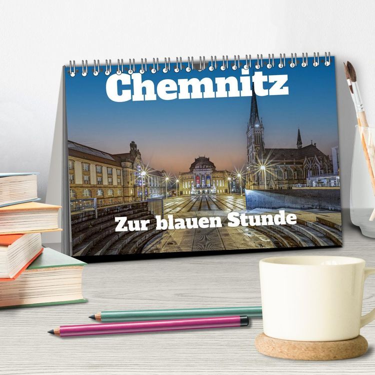 Produktbild: Chemnitz zur blauen Stunde (Tischkalender 2026 DIN A5 quer), CALVENDO Monatskalender