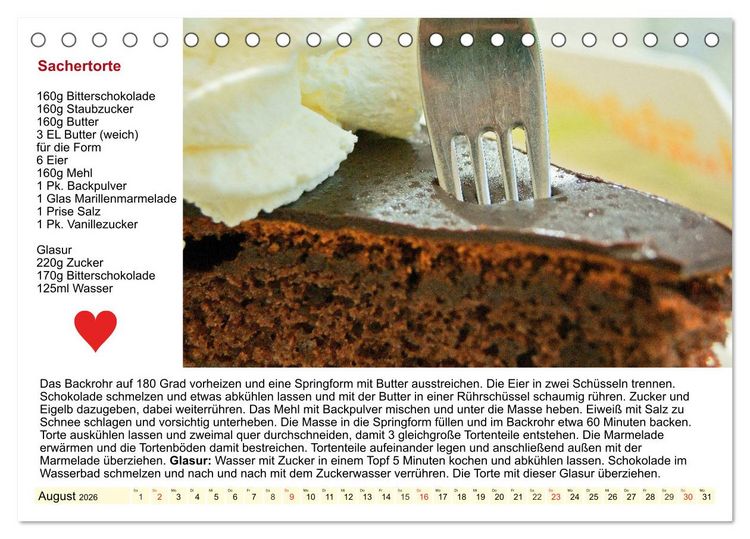 Produktbild: Delikates &Ouml;sterreich. K&uuml;chenkalender mit den klassischen S&uuml;&szlig;speisen (Tischkalender 2026 DIN A5 quer), CALVENDO Monatskalender