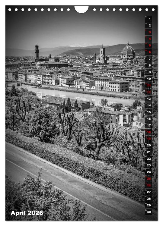 Produktbild: FLORENZ SCHWARZWEI&szlig; (Wandkalender 2026 DIN A4 hoch), CALVENDO Monatskalender