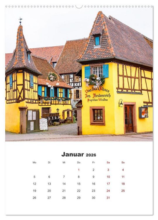 Produktbild: Eguisheim - Postkartenidylle (Wandkalender 2026 DIN A2 hoch), CALVENDO Monatskalender