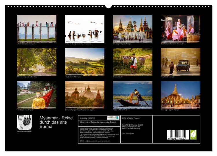 Produktbild: Myanmar - Reise durch das alte Burma (hochwertiger Premium Wandkalender 2026 DIN A2 quer), Kunstdruck in Hochglanz