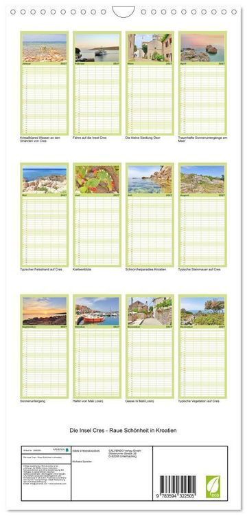 Produktbild: Familienplaner 2027 - Die Insel Cres - Raue Sch&ouml;nheit in Kroatien mit 5 Spalten (Wandkalender, 21 x 45 cm) CALVENDO