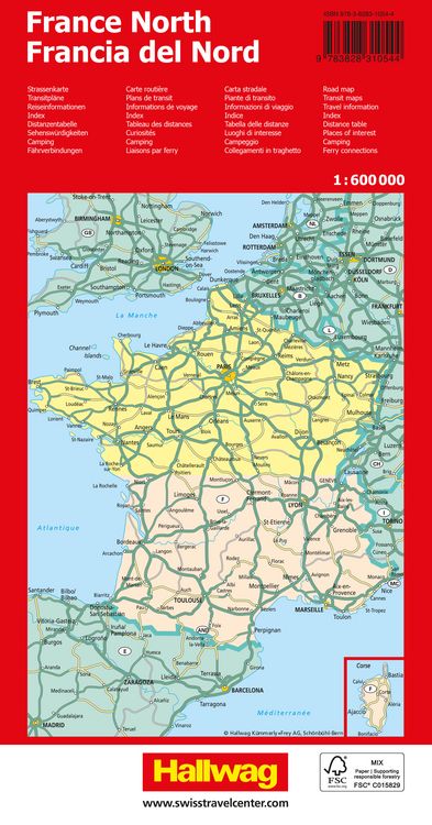 Produktbild: Hallwag Strassenkarte Frankreich Nord 1:600.000