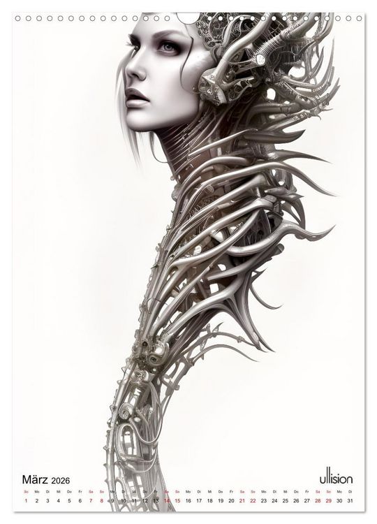 Produktbild: Biomechanic Portrait - Sch&ouml;nheit zwischen Mensch und Maschine (Wandkalender 2026 DIN A3 hoch), CALVENDO Monatskalender
