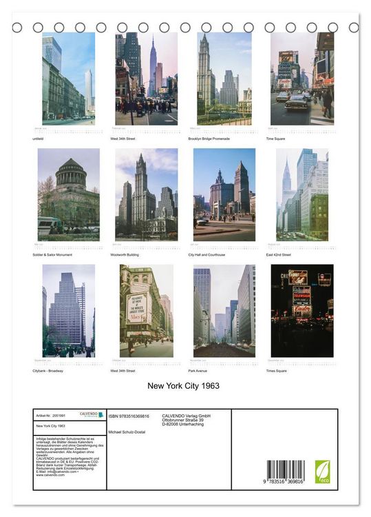Produktbild: New York City 1963 (Tischkalender 2026 DIN A5 hoch), CALVENDO Monatskalender
