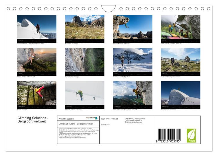 Produktbild: Climbing Solutions - Bergsport weltweit (Wandkalender 2026 DIN A4 quer), CALVENDO Monatskalender