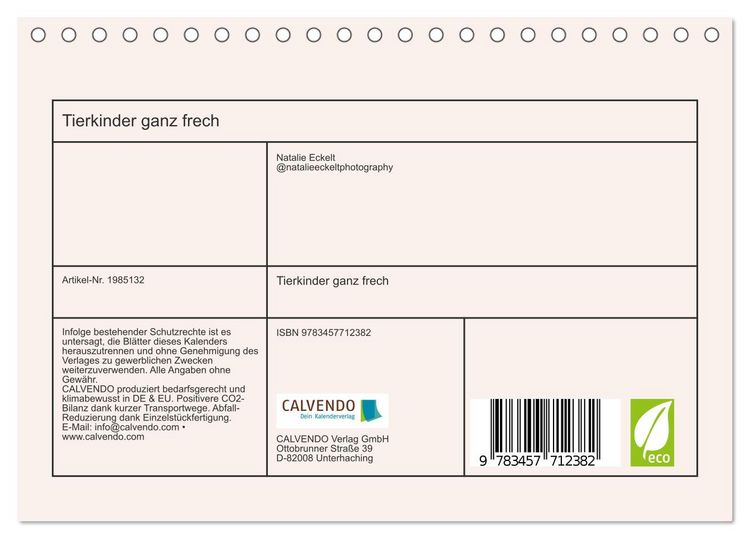 Produktbild: Tierkinder ganz frech (Tischkalender 2026 DIN A5 quer), CALVENDO Monatskalender