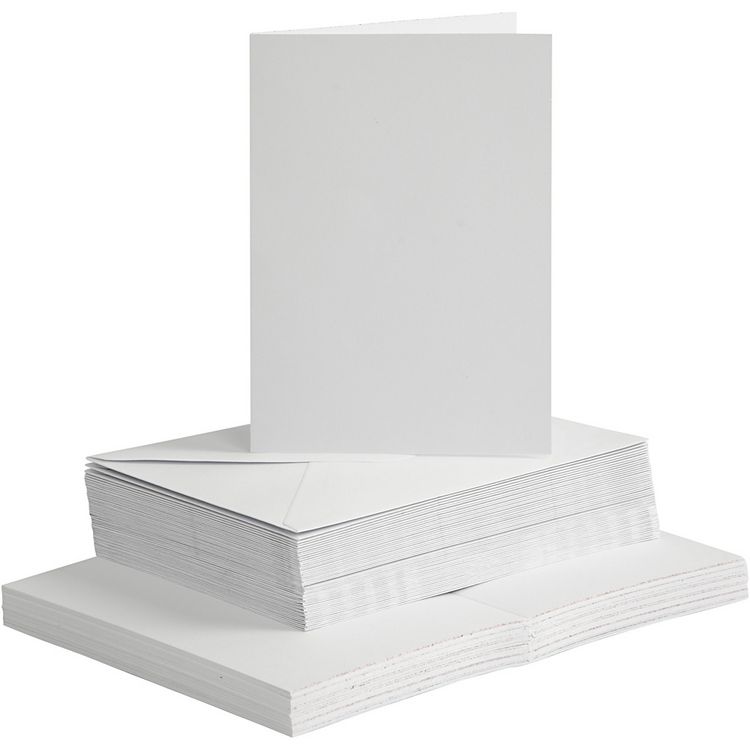 Produktbild: Creativ Company Karten & Kuverts, Kartengr&ouml;&szlig;e 10,5x15 cm, Umschlaggr&ouml;&szlig;e 11,5x16,5 cm, 120+240 g, wei&szlig;, 50 Set