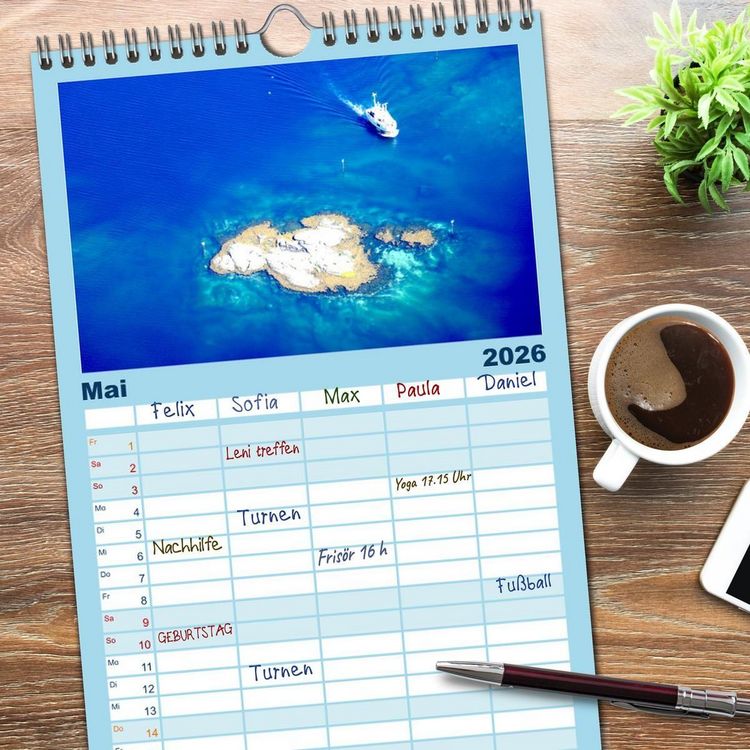 Produktbild: Familienplaner 2026 - Norwegen - Unterwegs auf den Lofoten mit 5 Spalten (Wandkalender, 21 x 45 cm) CALVENDO