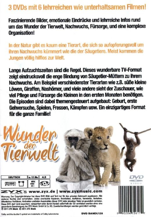 Produktbild: Wunder der Tierwelt - Wilde Tiere ganz zahm [3 DVDs]