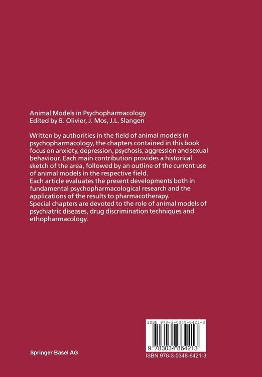 Produktbild: Animal Models in Psychopharmacology