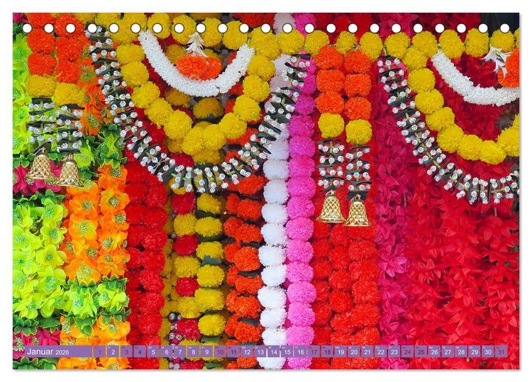 Produktbild: Asien - Farbenfrohe Blumenketten (Tischkalender 2026 DIN A5 quer), CALVENDO Monatskalender