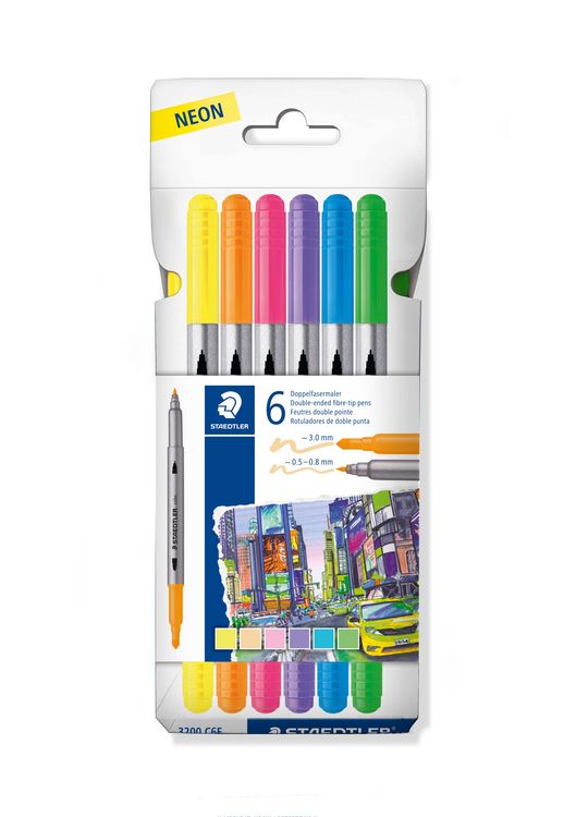 Produktbild: STAEDTLER  3200 Doppelfasermaler, 6er Set, 3200 C6F