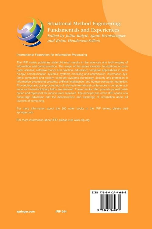 Produktbild: Situational Method Engineering: Fundamentals and Experiences